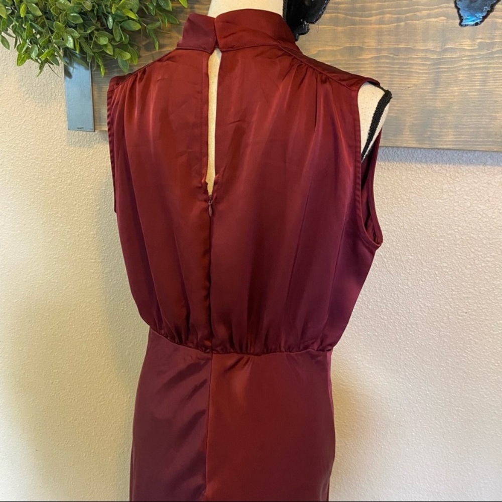 NWOT Lulus Classic Elegance Plum Chiffon Sleeveless Mock Neck Maxi Dress - Picture 9 of 10